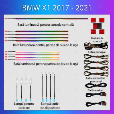 Lumini ambientale  BMW X1 (F48) 2016-2020 dedicat set complet control telefon sau sistem original