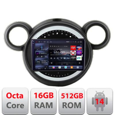 Navigatie Mini 2011-2015 cu sistem CIC 8 core QLED 2K 16+512GB 360 Android Waze USB Navigatie Internet Youtube Radio Edotec