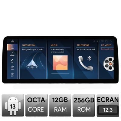 Navigatie BMW Seria 3 si Seria 5 E60 E90 2006-2012 cu ecran CIC, Android, Octa Core, 12+256, 12.3", Qled 2K 2400x900, Qualcomm 680