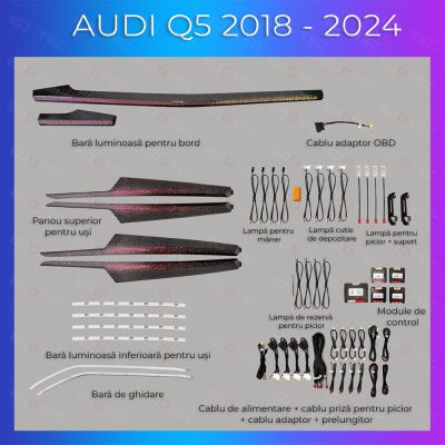Lumini ambientale  Audi Q5 2018-2025 set complet control telefon sau sistem original