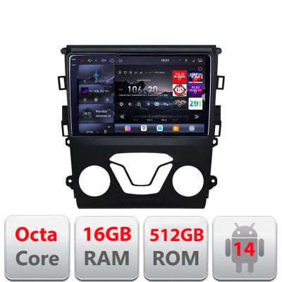 Navigatie Ford Mondeo 2013-2020 Edotec Kit-377 8 core QLED 2K 16+512GB 360 Android Waze USB Navigatie Internet Youtube Radio