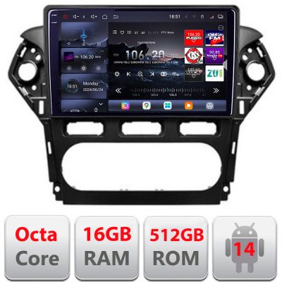 Navigatie Ford Mondeo 2010-2014 Edotec Kit-MONDEO-CLIMA 8 core QLED 2K 16+512GB 360 Android Waze USB Navigatie Internet Youtube Radio