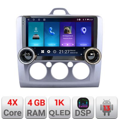 Navigatie Ford Focus clima manuala Kit-140-manual Edotec  4+64 10.5 inch Incell 1K android Wifi 5Ghz gps internet 32