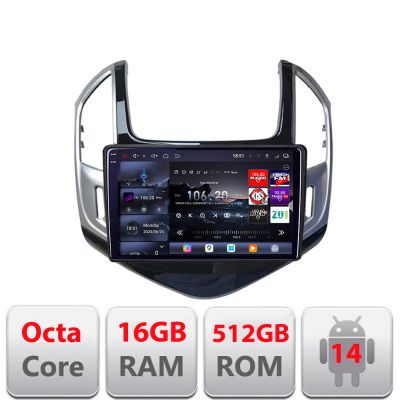 Navigatie Chevrolet Cruze 2013- Edotec Kit-1267 8 core QLED 2K 16+512GB 360 Android Waze USB Navigatie Internet Youtube Radio