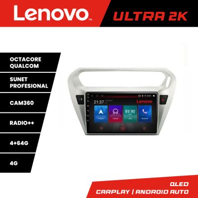 Navigatie Peugeot 301 Citroen C-Elisee Lenovo Kit-301 8 core QLED Qualcomm 4+64 360 Android Waze USB Navigatie Internet Youtube Radio v1