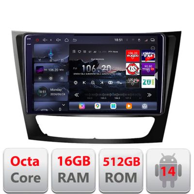 Navigatie Mercedes W211 W219 2002-2010 Edotec Kit-090 8 core QLED 2K 16+512GB 360 Android Waze USB Navigatie Internet Youtube Radio