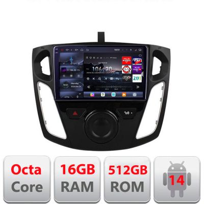 Navigatie Ford Focus 3 2011-2018 Edotec Kit-150 8 core QLED 2K 16+512GB 360 Android Waze USB Navigatie Internet Youtube Radio