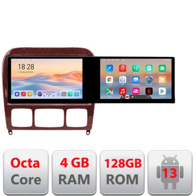 Navigatie Mercedes Clasa S 1998-2005 Kit-220 Edotec 2 ecrane  8 core 4+128 21.6 inch Incell android Wifi 5Ghz gps internet