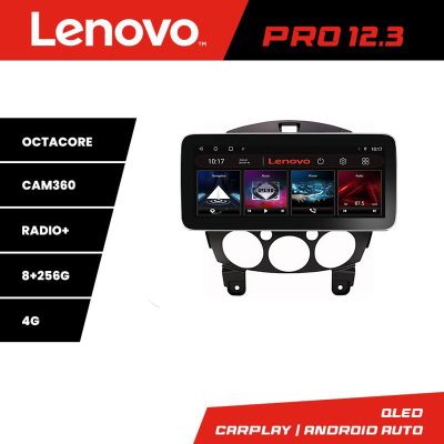 Navigatie Mazda 2 2007-2013 Lenovo PRO 8+256 12.3 inch qled android 4G DSP gps internet  Kit-mazda2