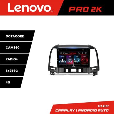 Navigatie Hyundai Santa Fe Lenovo Kit-008 8 core QLED 2K 8+256 360 Android Waze USB Navigatie Internet Youtube Radio