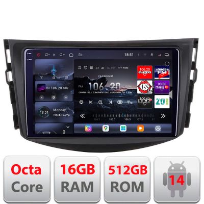 Navigatie Toyota RAV4 2008-2012 Edotec Kit-018 8 core QLED 2K 16+512GB 360 Android Waze USB Navigatie Internet Youtube Radio