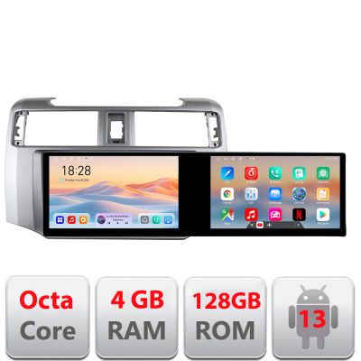 Navigatie Toyota 4runner 2009-2019 Edotec 2 ecrane  8 core 4+128 21.6 inch Incell android Wifi 5Ghz gps internet  KIT-4runner