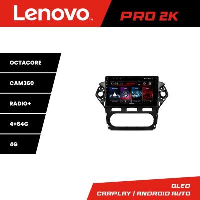 Navigatie Ford Mondeo 2010-2014 Lenovo Kit-MONDEO-CLIMA 8 core QLED 2K 4+64 360 Android Waze USB Navigatie Internet Youtube Radio