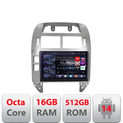 Navigatie VW Polo 2004-2011 Android radio gps internet 8 core QLED 2K 16+512GB 360 Edotec