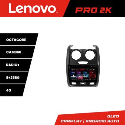 Navigatie Dacia Duster 2012-2019 Lenovo Kit-157 8 core QLED 2K 8+256 360 Android Waze USB Navigatie Internet Youtube Radio