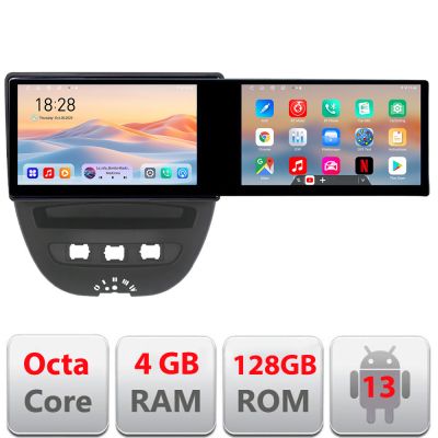 Navigatie Citroen C1 Peugeot 107 Toyota Aygo 2005-2014 Edotec 2 ecrane  8 core 4+128 21.6 inch Incell android Wifi 5Ghz gps internet  KIT-C1