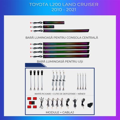 Lumini Ambientale NIGHTVIBE Toyota L200 2010 - 2021 set complet cu trimuri control telefon sau sistem original