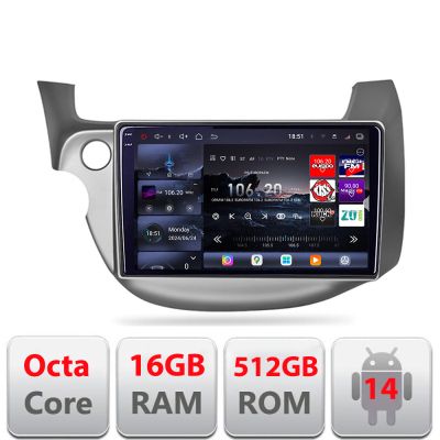 Navigatie Honda Fit 2008-2013 Android radio gps internet 8 core QLED 2K 16+512GB 360 Edotec