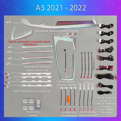 Lumini Ambientale NIGHTVIBE Audi A3 2021-2022  set complet control telefon sau sistem original