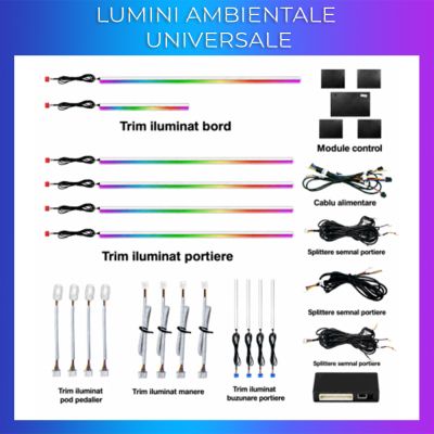 Lumini ambientale universale cu trim 18 lumini 64 de culori lungime trim ajustabil control din telefon