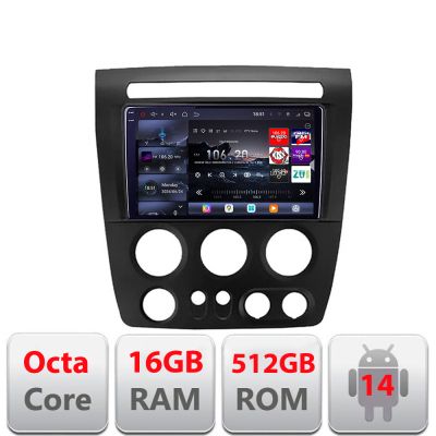 Navigatie Hummer H3 2005-2011 8 core QLED 2K 16+512GB 360  Android Waze USB Navigatie Internet Youtube Radio Edotec