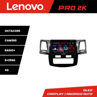 Navigatie Toyota Hilux 2008-2014 Lenovo Kit-143 8 core QLED 2K 8+256 360 Android Waze USB Navigatie Internet Youtube Radio