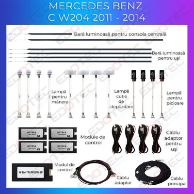 Lumini Ambientale NIGHTVIBE Mercedes W204 2011-2014 dedicat ventilator iluminat control telefon sau sistem original