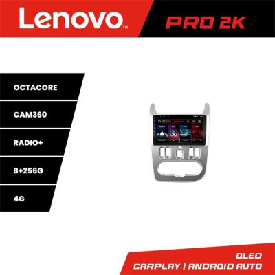 Navigatie Dacia Duster 2010-2012 Lenovo Kit-099 8 core QLED 2K 8+256 360 Android Waze USB Navigatie Internet Youtube Radio