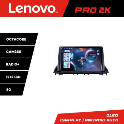 Navigatie Mazda 3 2014-2019 Lenovo Kit-463 8 core QLED 2K 12+256 360 Android Waze USB Navigatie Internet Youtube Radio
