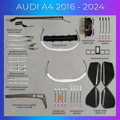 Lumini Ambientale NIGHTVIBE Audi A4 B9 2016-2024 cu 35 de lumini set complet control telefon sau sistem original