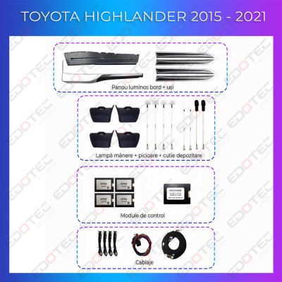 Lumini Ambientale NIGHTVIBE Toyota Highlander 2015-2021 set complet control telefon sau sistem original