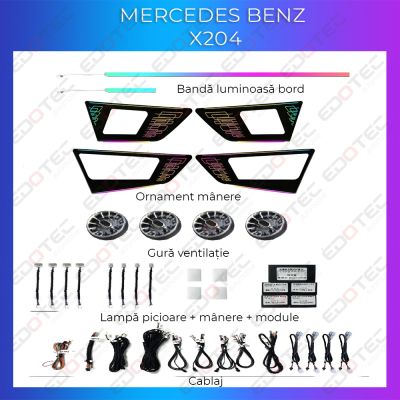 Lumini Ambientale NIGHTVIBE Mercedes Benz X204 set complet control telefon sau sistem original