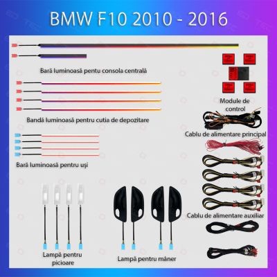 Lumini Ambientale NIGHTVIBE  BMW Seria 5 (F10) 2012-2017 dedicat  set complet control telefon sau sistem original
