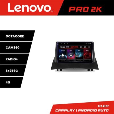 Navigatie Renault Megane 2 Lenovo Kit-098 8 core QLED 2K 8+256 360 Android Waze USB Navigatie Internet Youtube Radio