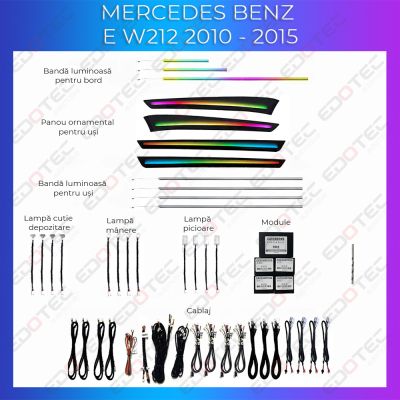 Lumini Ambientale NIGHTVIBE Mercedes E W212 2010-2015 dedicat set complet cu trimuri control telefon sau sistem original