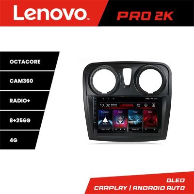 Navigatie Dacia Sandero Logan 2012-2020 Lenovo Kit-sandero 8 core QLED 2K 8+256 360 Android Waze USB Navigatie Internet Youtube Radio