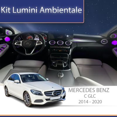 Lumini Ambientale NIGHTVIBE difuzoare rotative stalpi Mercedes C W205 control pe sistemul original sau telefon
