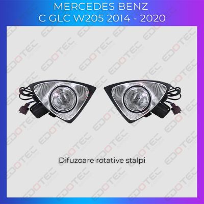 Lumini Ambientale NIGHTVIBE difuzoare rotative stalpi Mercedes C W205 control pe sistemul original sau telefon