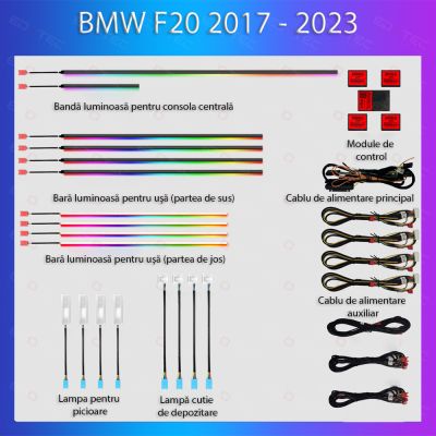 Lumini Ambientale NIGHTVIBE  BMW Seria 1 (F20) 2016-2020 dedicat set complet control telefon sau sistem original