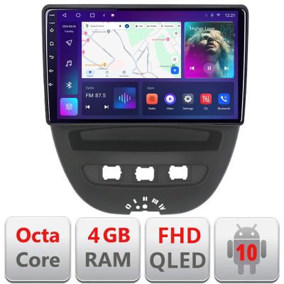 Navigatie Citroen C1 Peugeot 107 Toyota Aygo 2005-2014 Android radio gps internet 4+64 carplay android auto KIT-C1+EDT-E310v3 v2