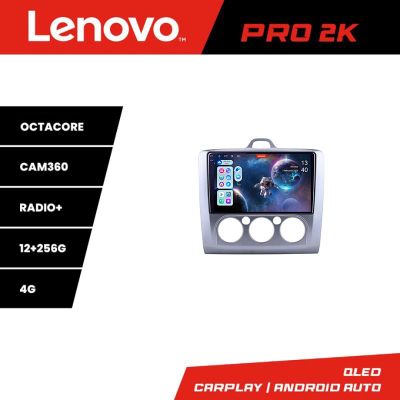 Navigatie Ford Focus 2 Manual Lenovo Kit-140-manual 8 core QLED 2K 12+256 360 Android Waze USB Navigatie Internet Youtube Radio