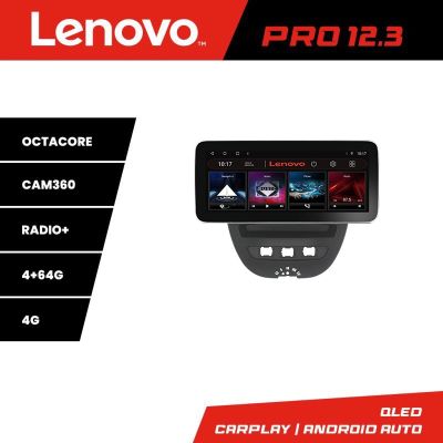 Navigatie Citroen C1 Peugeot 107 Toyota Aygo 2005-2014 Lenovo PRO 4+64 12.3 inch qled android 4G DSP gps internet  KIT-C1 v1