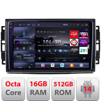 Navigatie Chrysler Jeep Edotec Kit-202 8 core QLED 2K 16+512GB 360 Android Waze USB Navigatie Internet Youtube Radio v2
