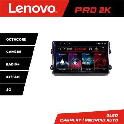 Navigatie Fiat Ducato 2021- Lenovo Qled 2K Octa Core 8+256 360 DSP carplay android auto radio gps internet KIT-ducato2024+PRO-2K-9-8+256