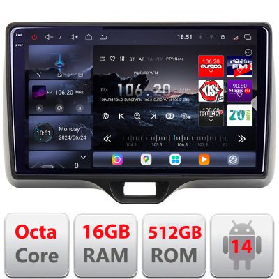 Navigatie Toyota Yaris 2020- Android radio gps internet 8 core QLED 2K 16+512GB 360 Edotec